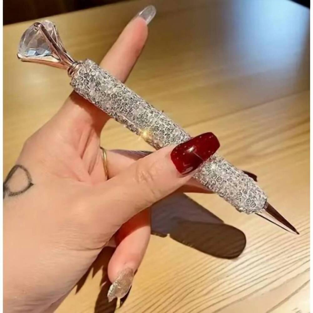 NEW JEWELRY MAX diamond glam rhinestone retractable ballpoint pen in silver